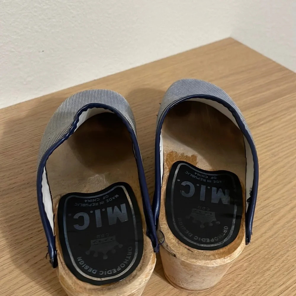 M.I.C. Vintage wooden Clogs Mules Orthopedic Design size 6 blue - Picture 14 of 17